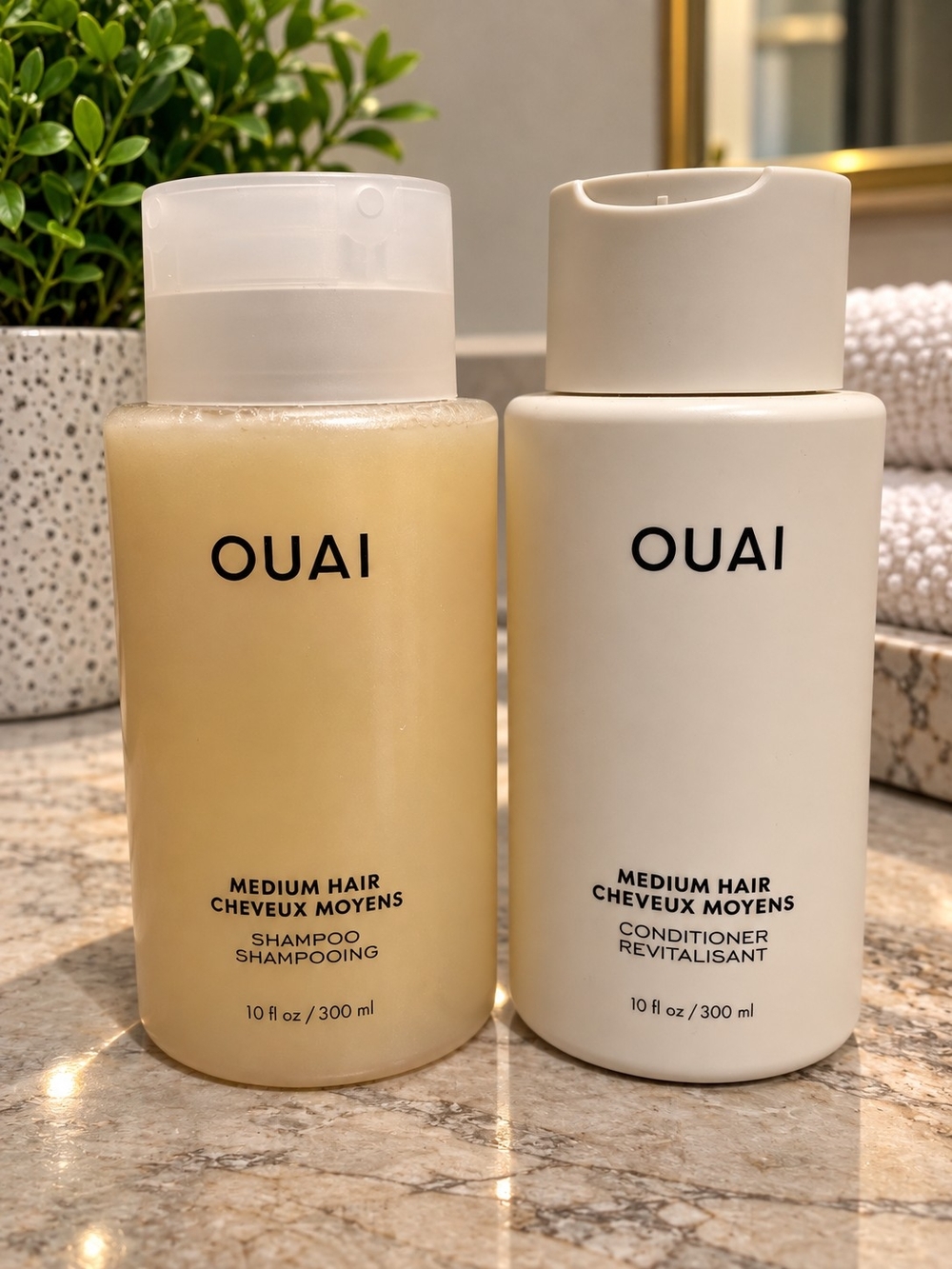 OUAI Medium Hair Shampoo and Conditioner set (10 fl oz / 300 ml bottles